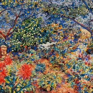 Herman Bieling (1887-1964) - Gezicht op de tuin van de kunstenaar in Rhoon