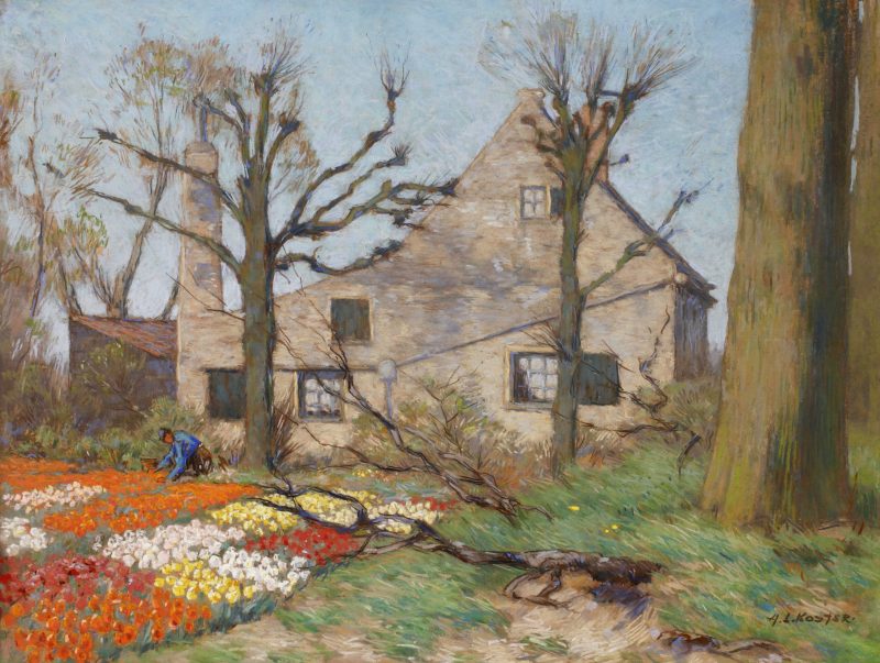 Antonie Lodewijk Koster-Bloembollen in een lentetuin
