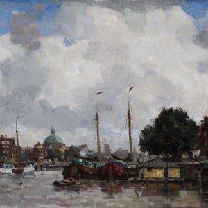 Frans Langeveld - Gezicht op Amsterdam met de Koepelkerk op de achtergrond