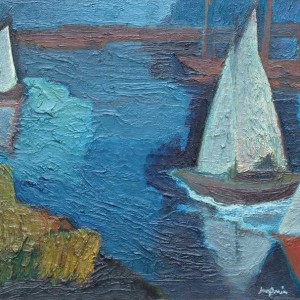 Jaap Min (1914-1987) - Zeilboten op het Alkmaarder Meer