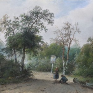 Andreas Schelfhout - Houtsprokkelaars op een pad
