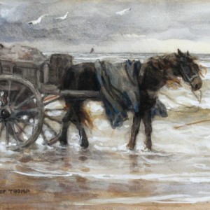 Jan Zoetelief Tromp (1872-1947) - Schelpenvisser in de branding, Katwijk