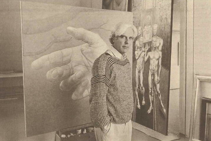 Herman Gordijn voor de grote versie van 'Hand in Vierkant', 1988