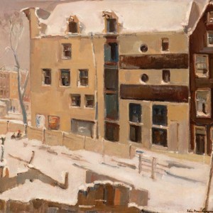 Elie Neuburger (1891-1972) - Winterse straat in Amsterdam