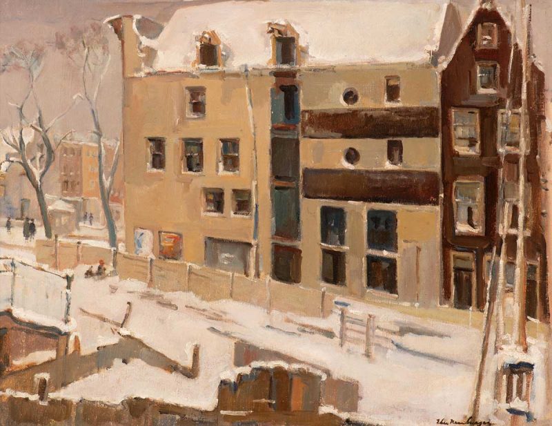 Elie Neuburger (1891-1972) - Winterse straat in Amsterdam