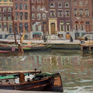 David Schulman (1881-1966) - Gezicht op de Binnenkant vanaf de Oude Waal, Amsterdam