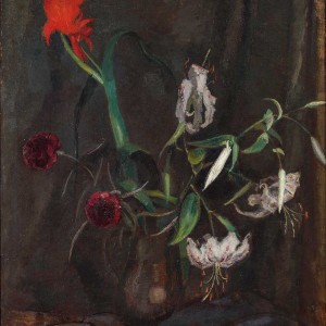 Jan Sluijters (1881-1957) - Stilleven met rode gladiool en witte lelies - 1918